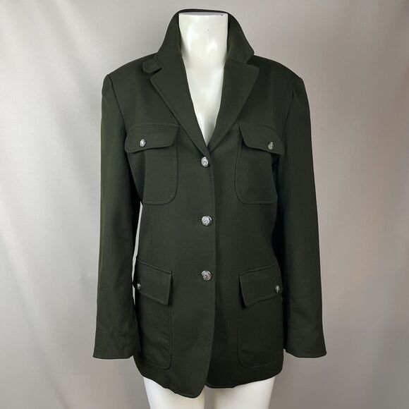 Ralph Lauren Jackets & Blazers - Ralph Lauren Wool Equestrian Jacket Women's Vintage 12 Green Gabardine Military